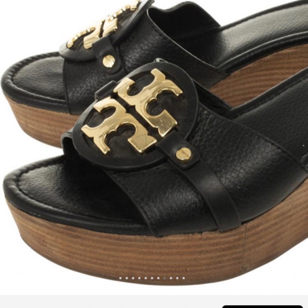 Tory Burch Patti 3 Black Logo Wedges💕❤️ - Picture 6 of 13